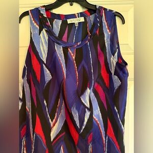 Kasper Purple Red Graphic Sleeveless Tank Top